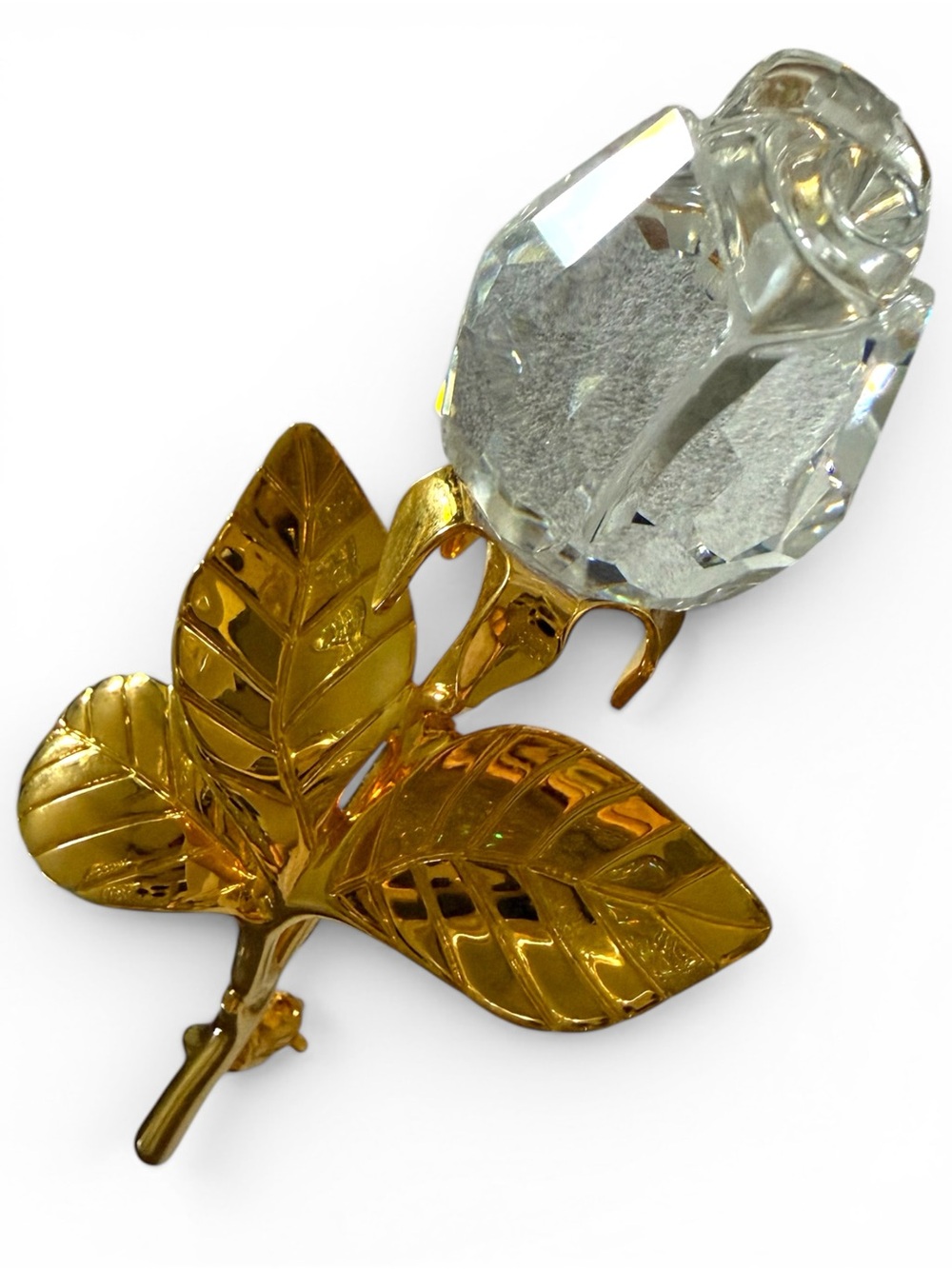 Swarovski Women Gold Tone Crystal Rose Flower Brooch Pin Statement Piece - Picture 15 of 15